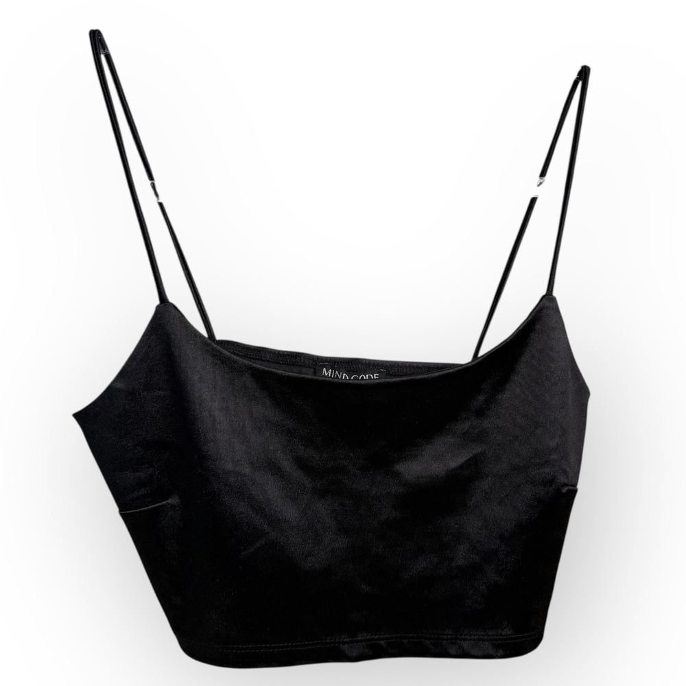 Mind Code Cami Top Sleeveless Crop Black Size Medium